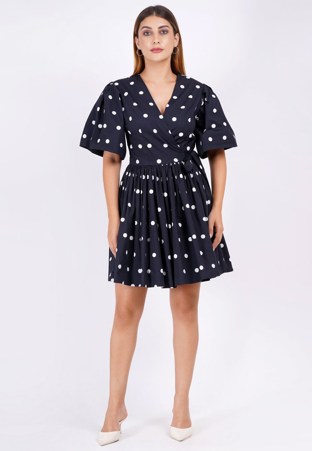 alena mini dress Crepe Square Neck, Alena Mini Dress in Navy, Size L,