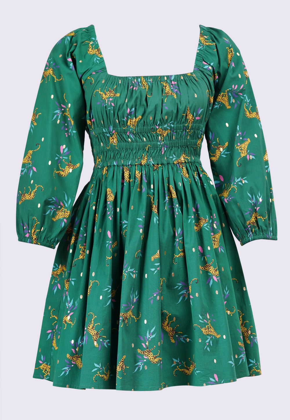 Genevieve Square Neck Mini Dress Lucky Cheetah Verdant Green L Genevieve Square Neck Mini Dress Lucky Cheetah Verdant Green L