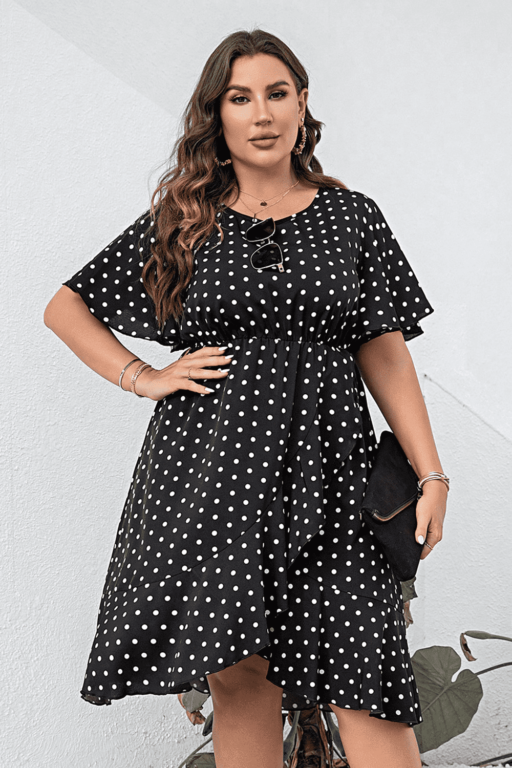 L.NY Plus Size Polka Dot Flutter Sleeve Dress Leota L.NY Plus Size Polka Dot Flutter Sleeve Dress Leota