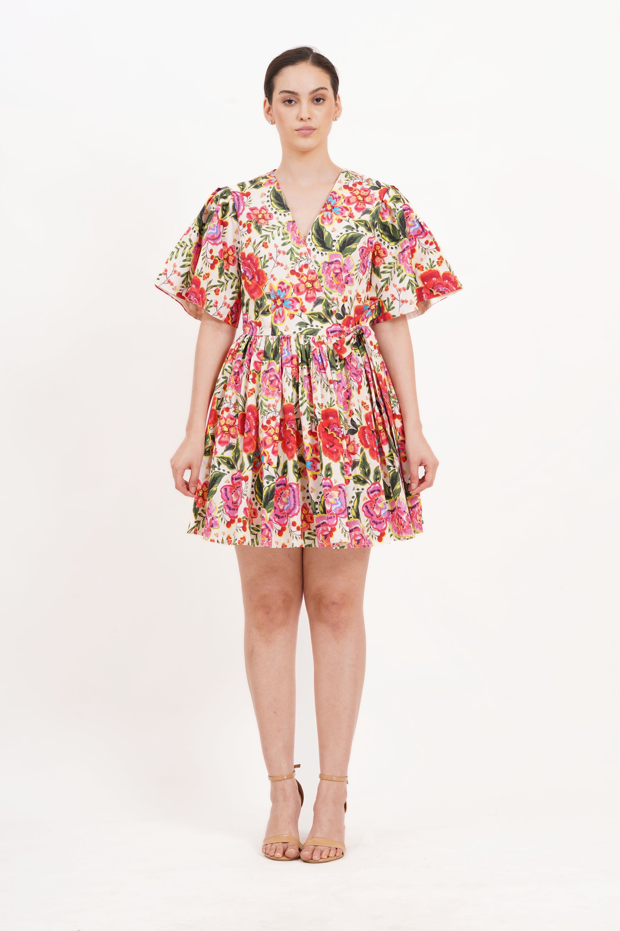 alena mini dress Alena Mini Wrap Dress Crown Floral Flame Scarlet S