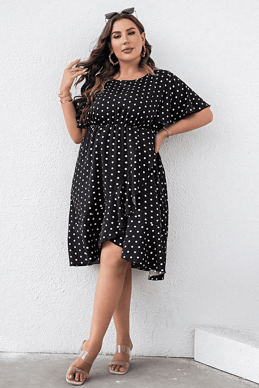 L.NY Plus Size Polka Dot Flutter Sleeve Dress Leota L.NY Plus Size Polka Dot Flutter Sleeve Dress Leota